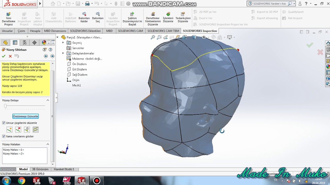3D Scanner ile oluşturulan Modeli (.Obj , .Ply , .Stl) Katı modele dönüştürmek.