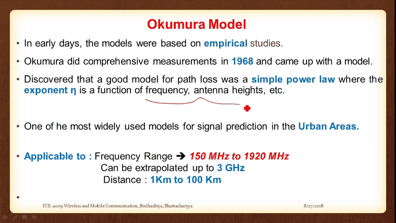 Lecture : 17 Okumura and Hata Model