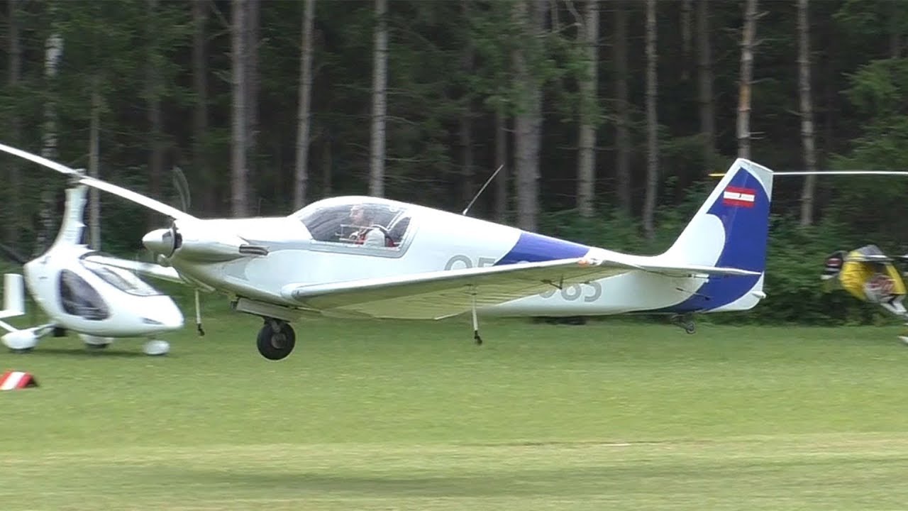 Fournier RF4 D takeoff and fly-by at Airfield Ferlach | OE-9085