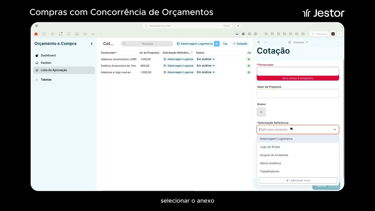 Sistema de Compras com Escolha de Melhor Orçamento