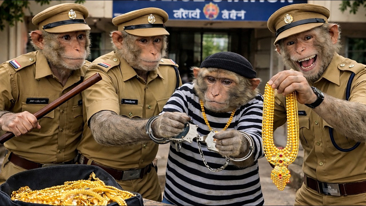 जंगल में चोरी! पुलिस बंदर ने चोर को पकड़ा 😱🚔 | Monkey Police Arrest Thief