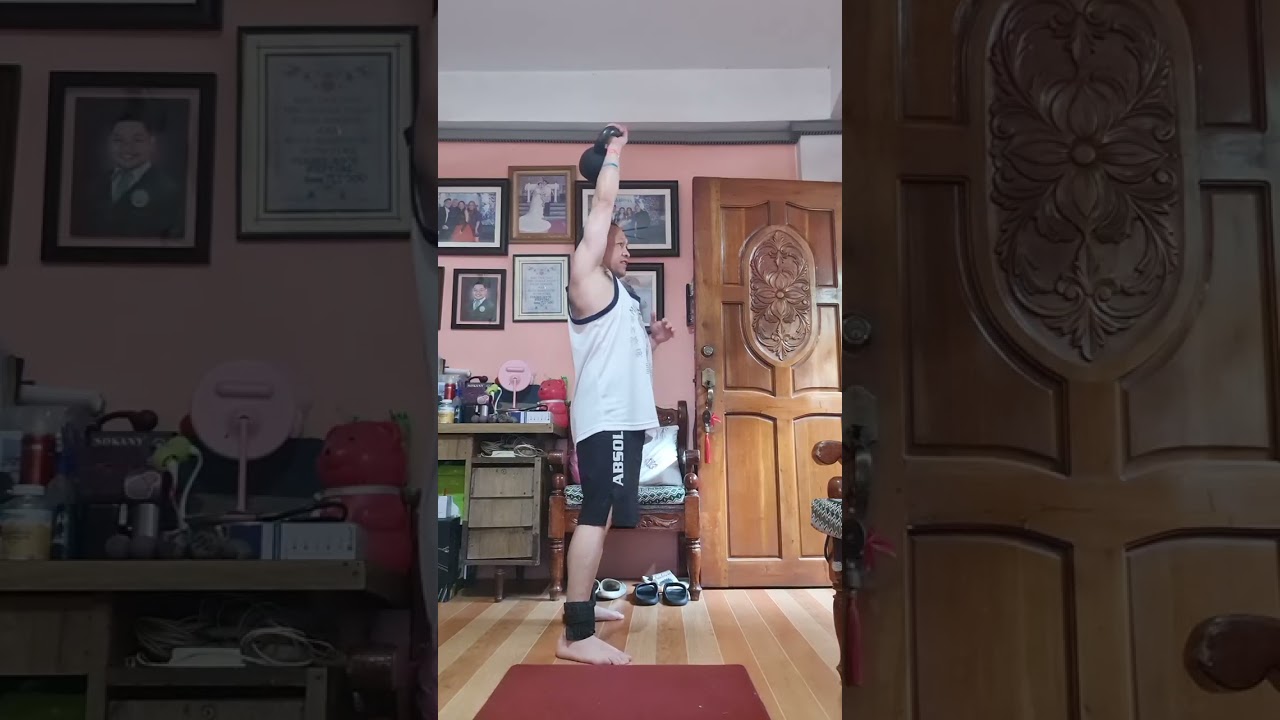 15 minutes of Kettlebell Power, Strength & Cardio Workout (0.5 kg Ankle Weight, 1 kg DB & 12 kg KB)