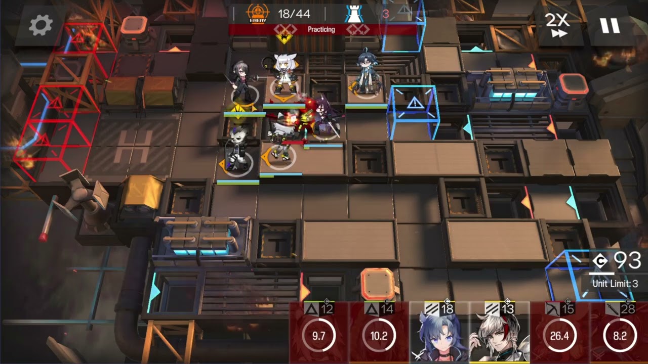 arknights any% routing: JT8-3 double lane (no commentary)
