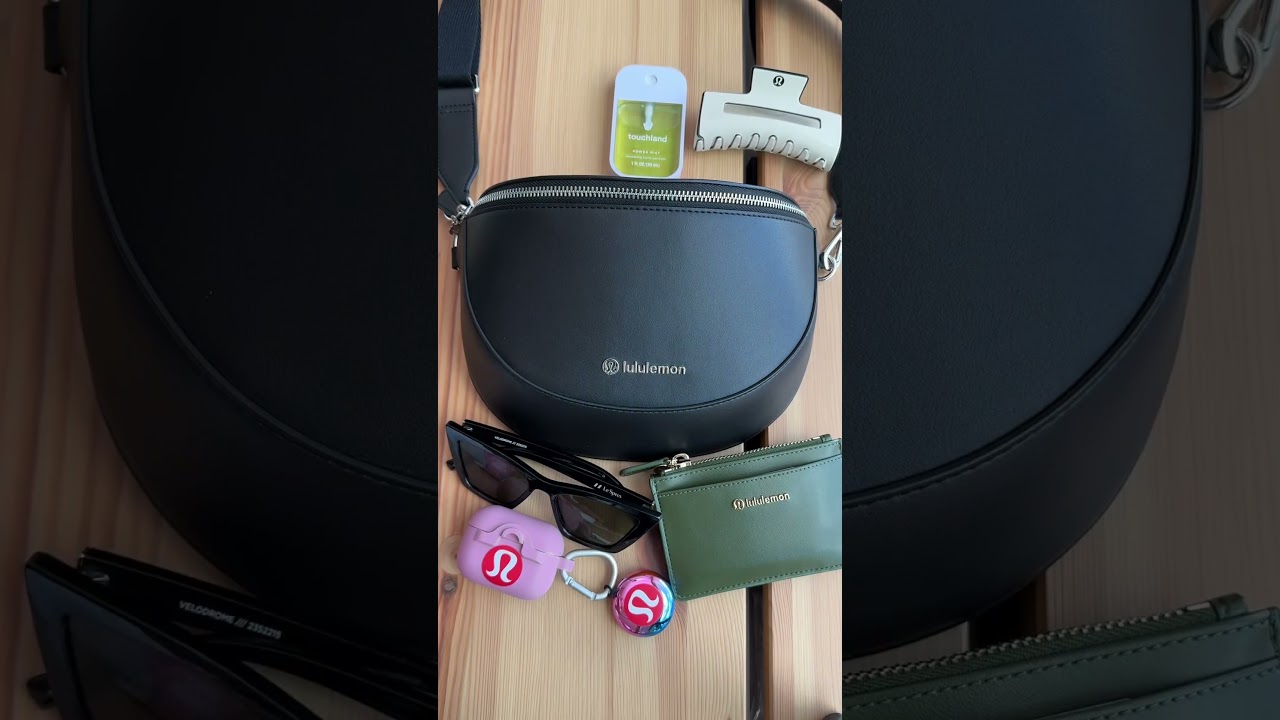 What&rsquo;s in my cactus &ldquo;leather&rdquo; saddle crossbody bag #lululemoncreator