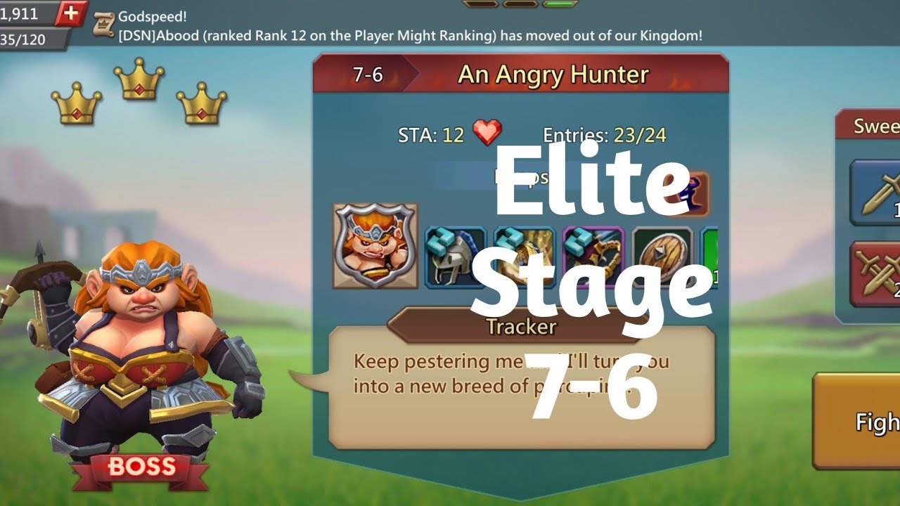 Lords mobile Elite stage 7-6 f2p|An angry hunter Elite stage 7-6