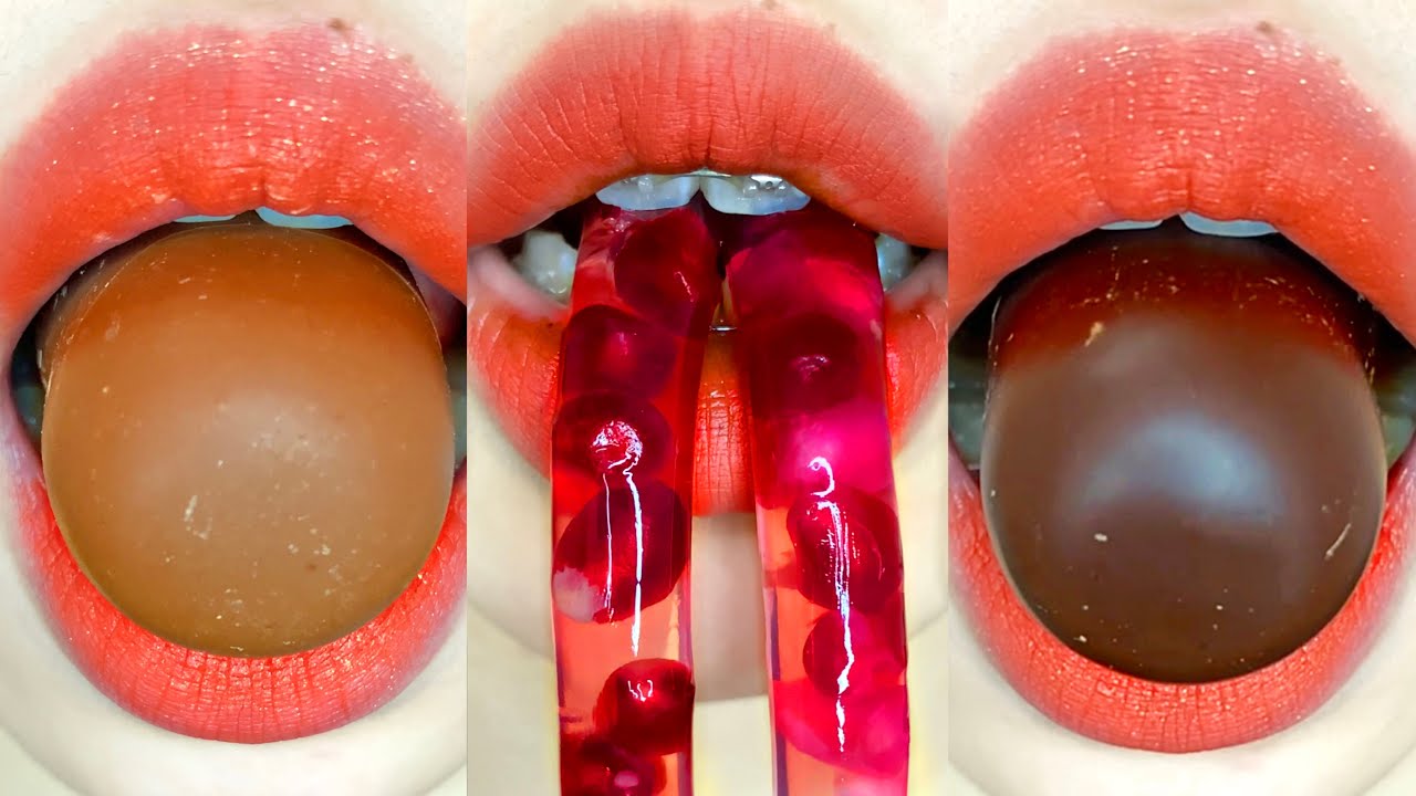 asmr DICMANS CHOCOLATE MARSHMELLO EDIBLE CUP FRUIT STRAW JELLY CHEWING GUM WHITE CHOCO eating sounds