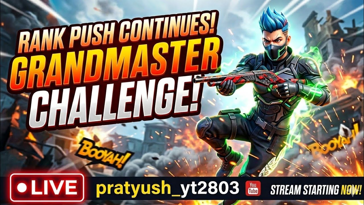 FREE FIRE ME RANK PUSH CONTINUES 😈 GRANDMASTER CHALLENGE | FREE FIRE LIVE 🔴#pratyush_yt2803#freefire