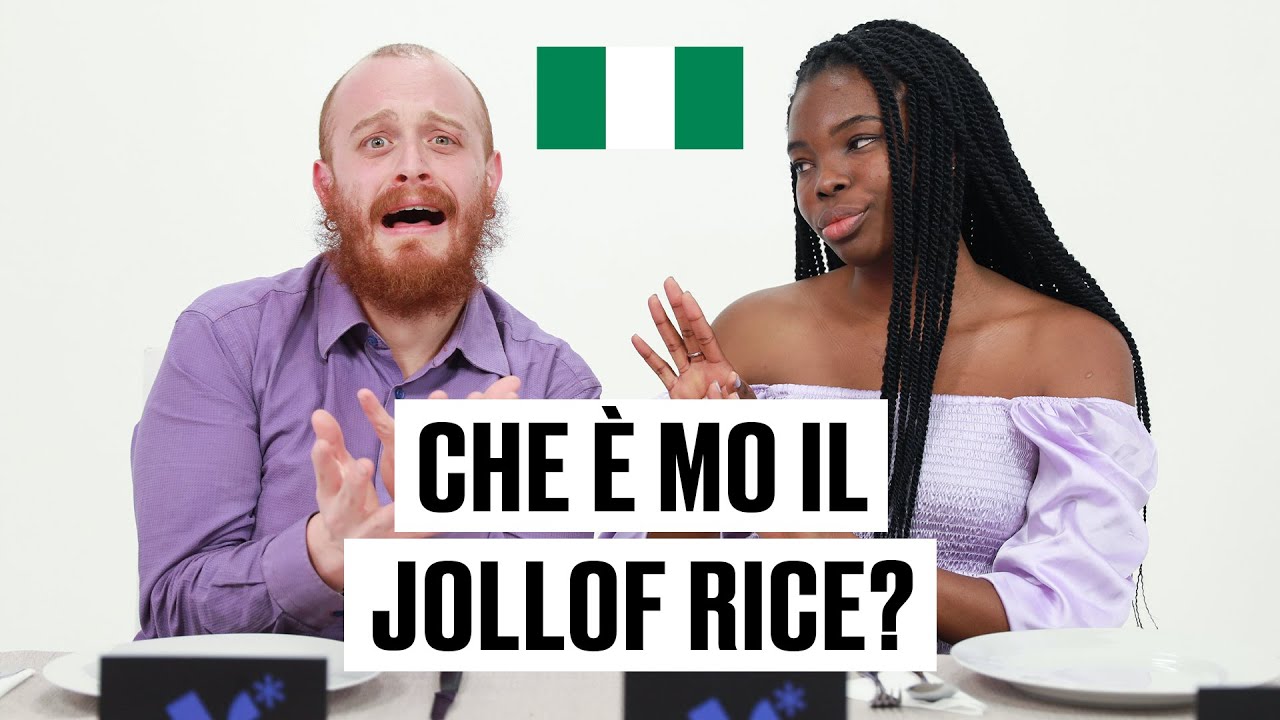 Italiano prova i piatti della cultura nigeriana