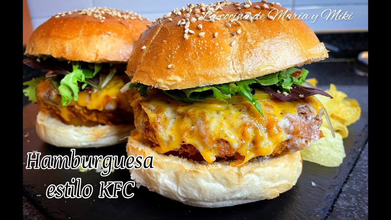 HAMBURGUESA de pollo estilo KFC en FREIDORA DE AIRE