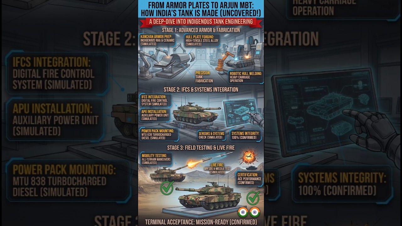 How the Arjun Battle Tank is Actually Built!  #military #factory #shorts