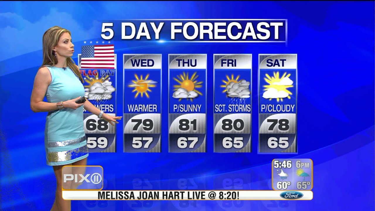 JILL NICOLINI'S FORECAST WEARING JULIE BROWN DESIGNS ON THE PIX 11 MORNING NEWS