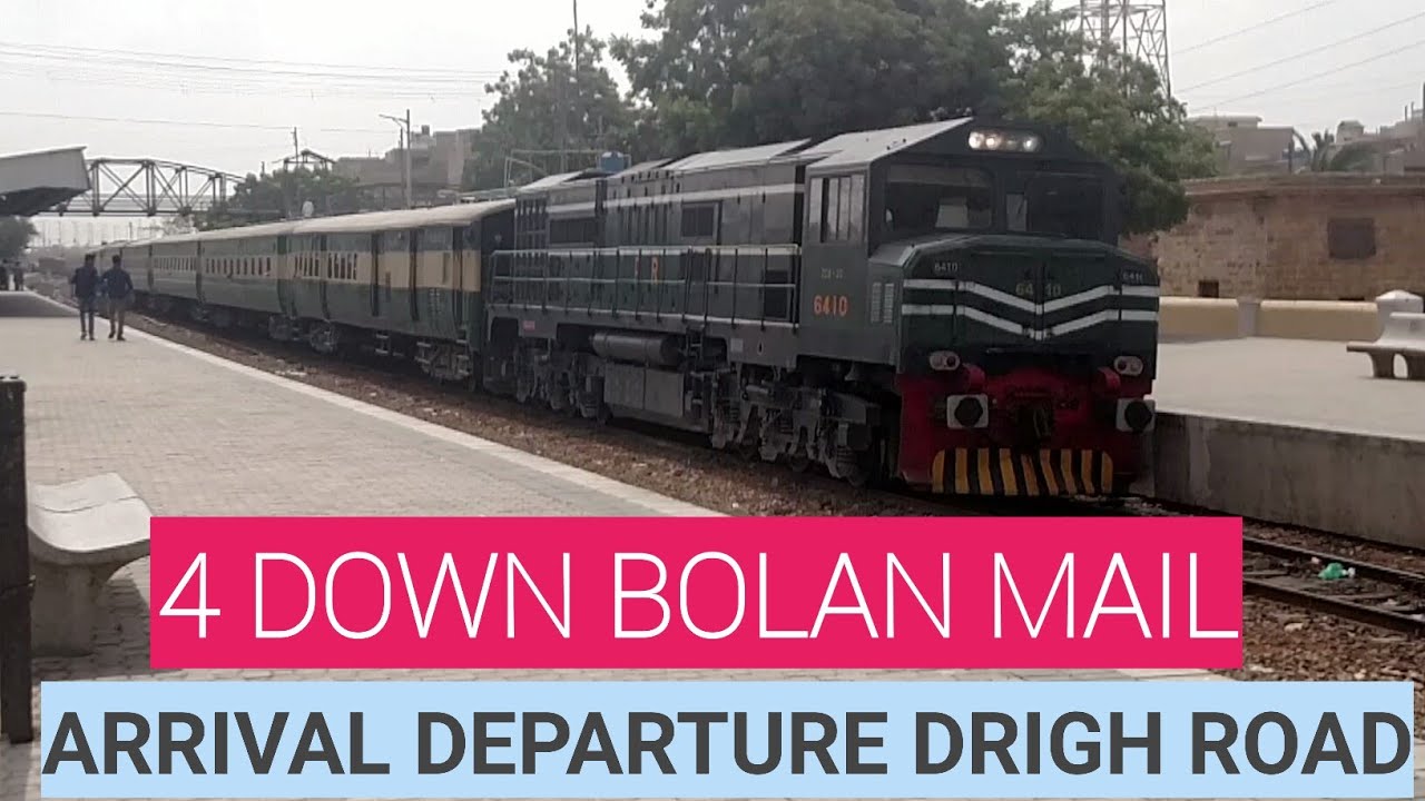 4 Down Bolan Mail arrival and departure from Drigh Road station Karachi and informations and Stops