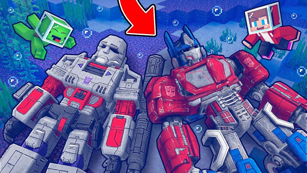 JJ and Mikey Found The TRANSFORMERS Underwater in Minecraft - Maizen