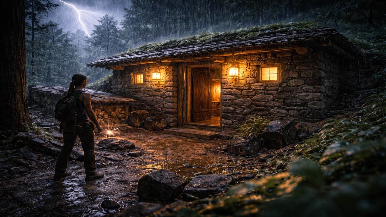 🎥 The Stone Fortress! 😱 Building a Waterproof Shelter to Survive the Storm ⛈️🗿