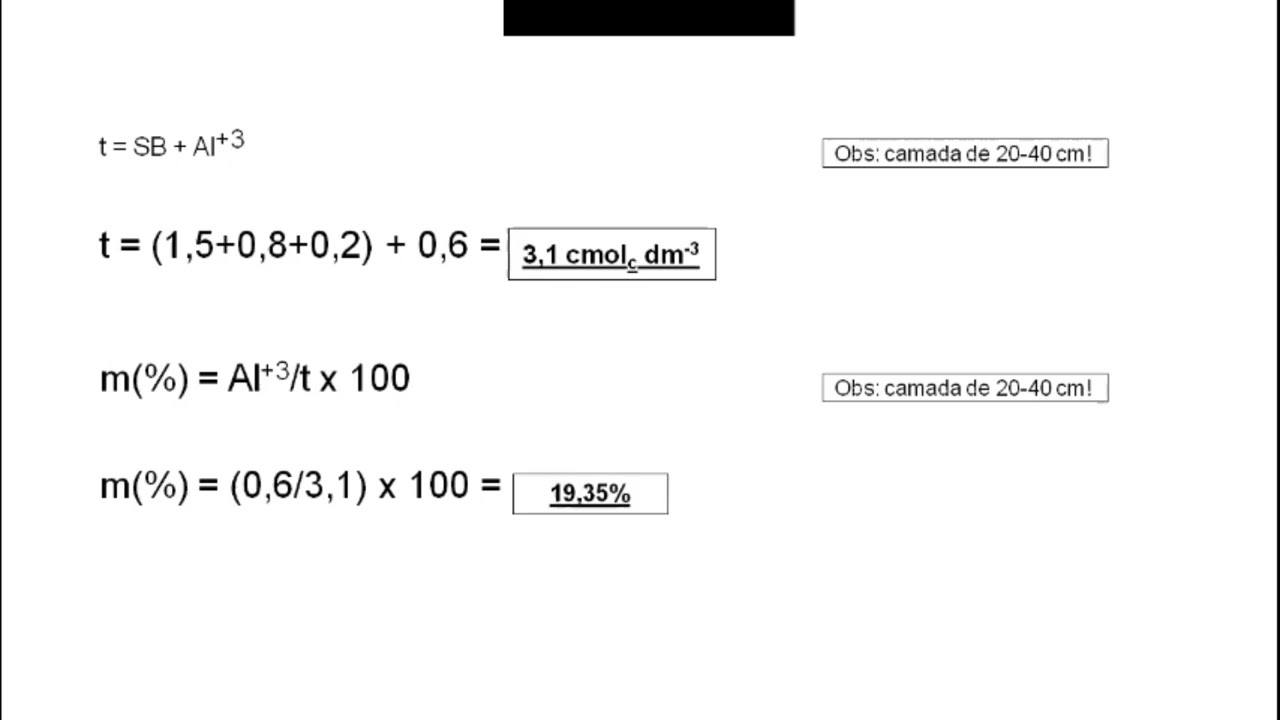 Cálculo para recomendação de calagem e gessagem