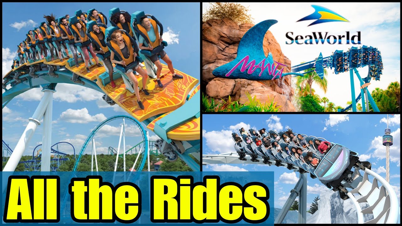 Все аттракционы и американские горки в SeaWorld Orlando с видом от первого лица