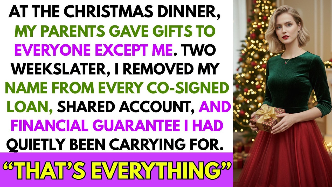 At the Christmas dinner, my parents gave gifts to everyone except me. Two weeks later...