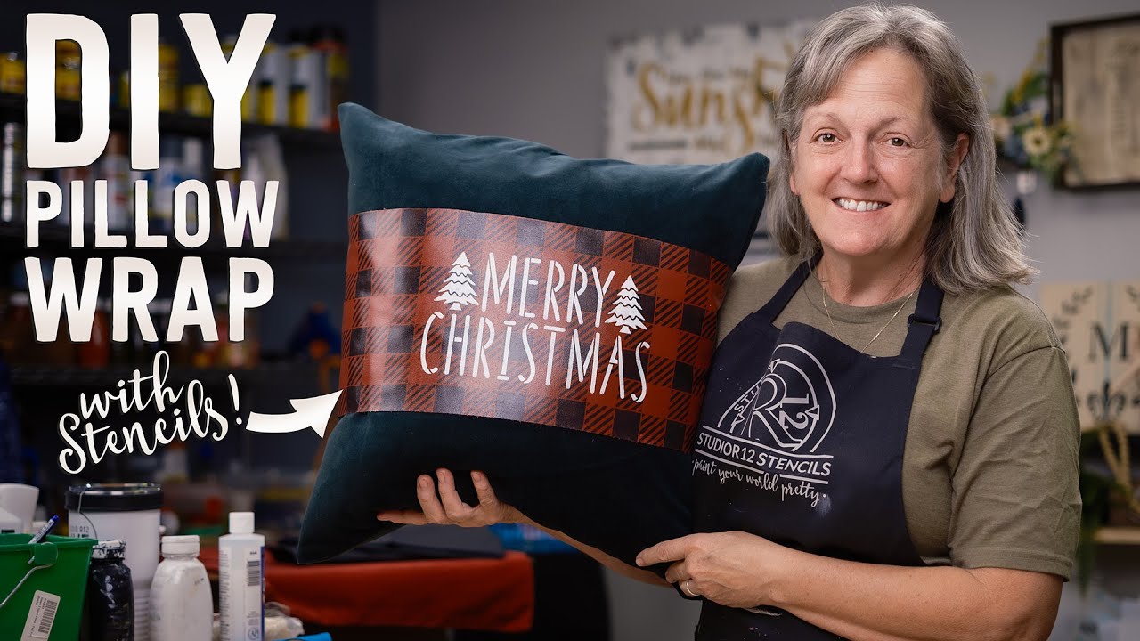 Seasonal Home Decor Made Easy: Paint a DIY Christmas Pillow Wrap with Stencils