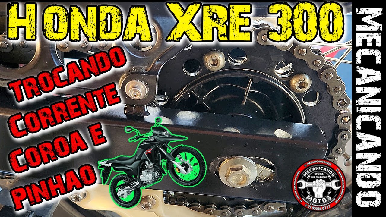 HONDA XRE 300 - TROCA DA RELAÇÃO CORRENTE COROA E PINHÃO PARA VELOCIDADE 14 / 38 - MECANICANDO