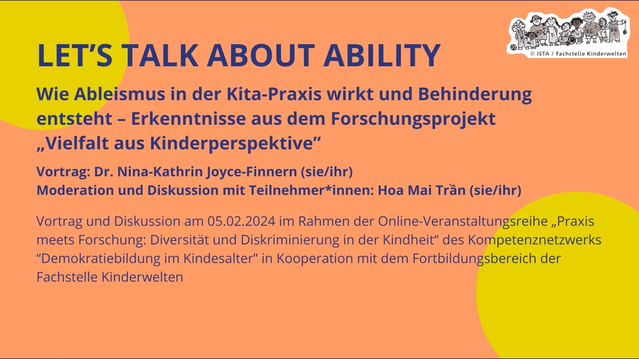 Let’s Talk about Ability! Vortrag mit Nina-Kathrin Joyce-Finnern (Moderation: Hoa Mai Trần)
