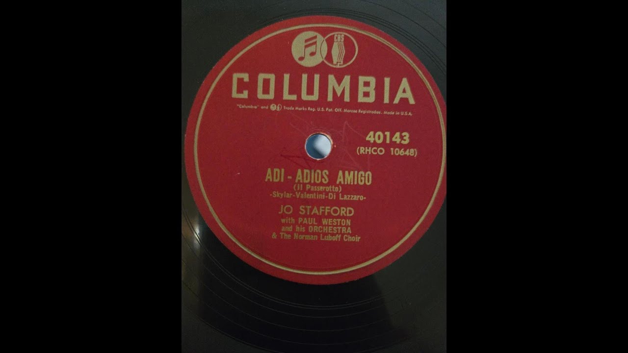 78 RPM: Jo Stafford - Adi Adios Amigo