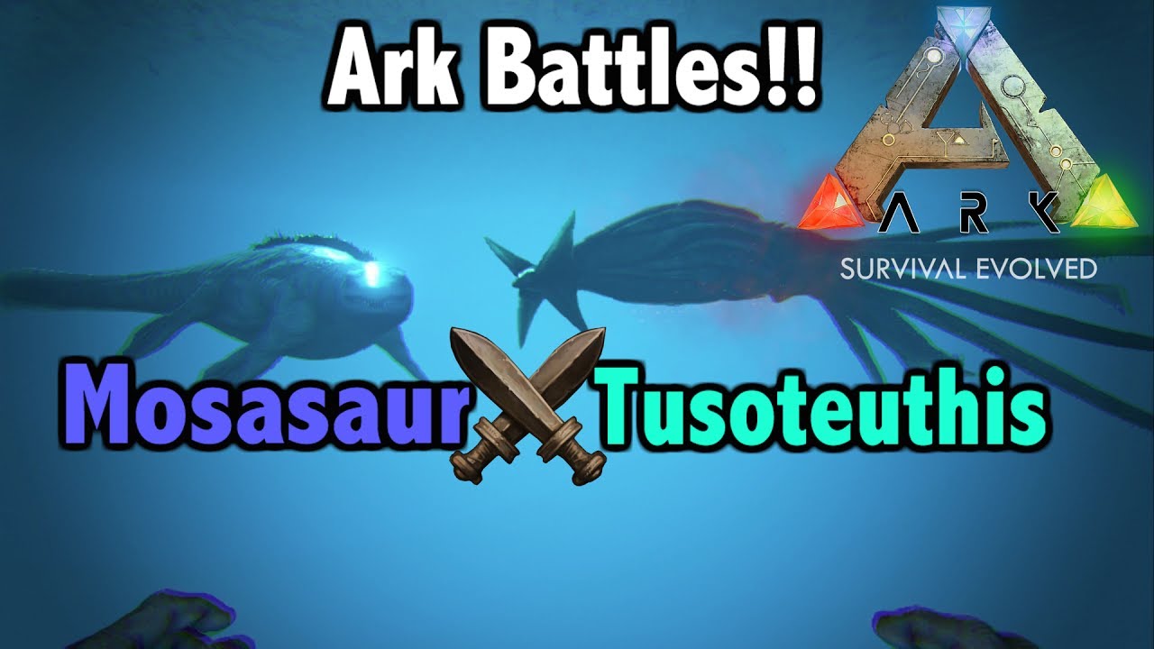 Ark Battles!!-Tusoteuthis vs Mosasaurus