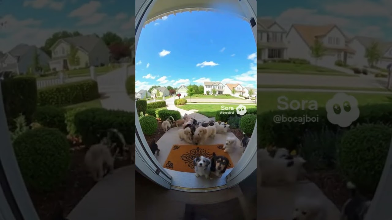 Pups at the Doorbell — Wonderful animal moment Caught on Camera 