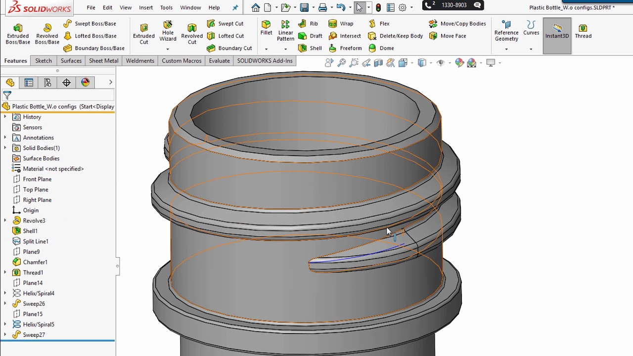 SOLIDWORKS — Элемент резьбы — Часть 2
