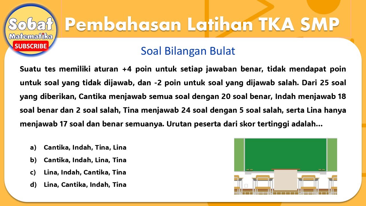 Soal Bilangan Bulat Latihan Tes Kemampuan Akademik TKA SMP #tkasmp #bilanganbulat #matematikasmp