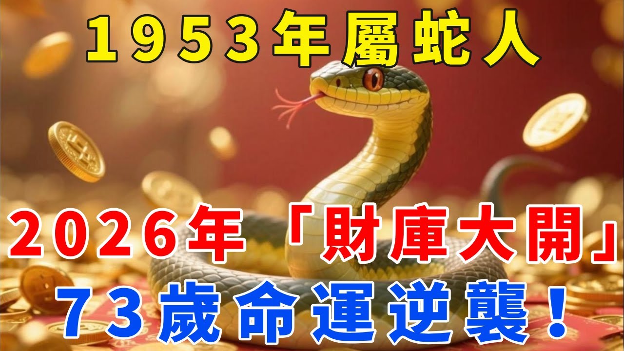 1953年屬蛇人，水蛇之命！2026年73歲「財星」入庫，以前看不起你的人，以後高攀不起！【梵心若素】#生肖 #運勢 #風水 #財運 #命理