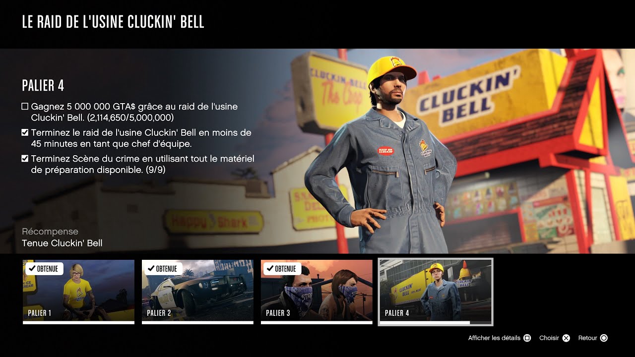 Faire le braquage de Cluckin’Bell en moins de 45 minutes en solo GTA Online (palier 4)