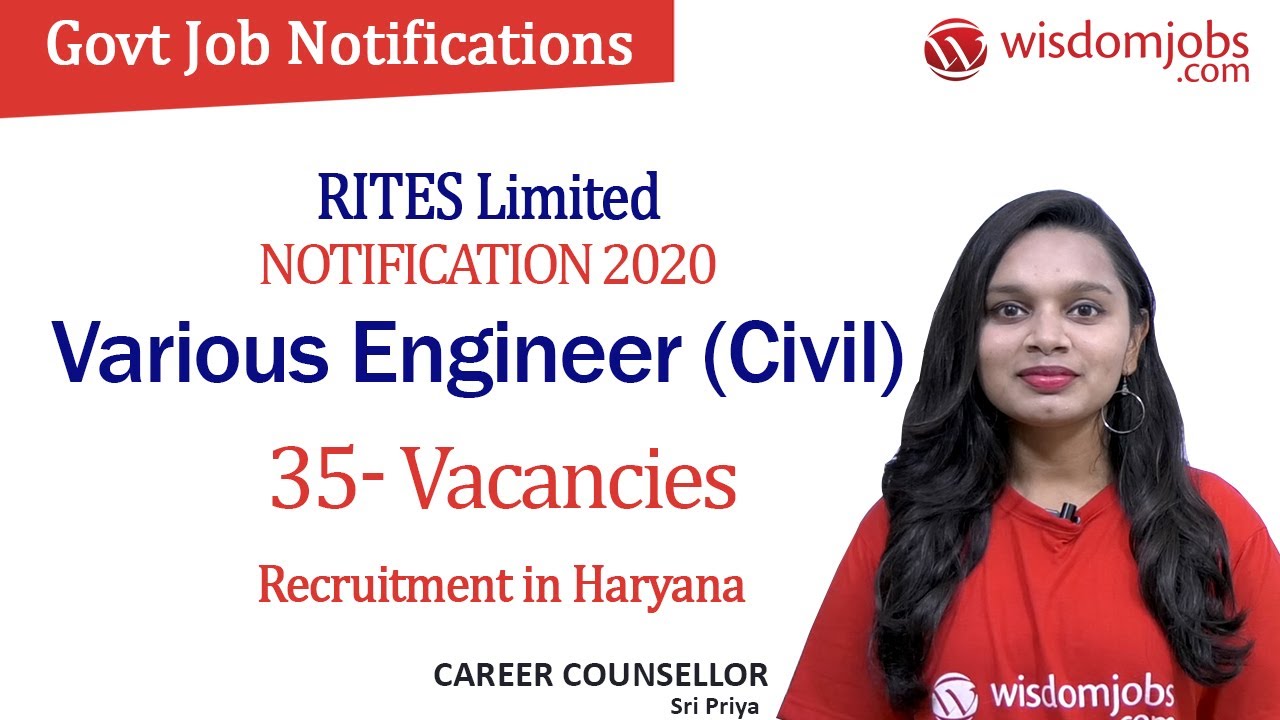 RITES Limited Notification 2020 | 35 Various Engineer (Civil) Recruitment in Haryana @Wisdom Jobs