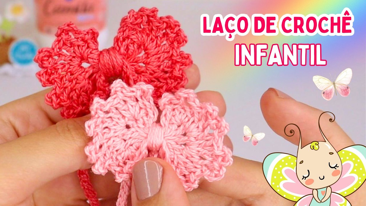 Laço para cabelo infantil | Laço de crochê infantil pequeno para cabelo passo a passo