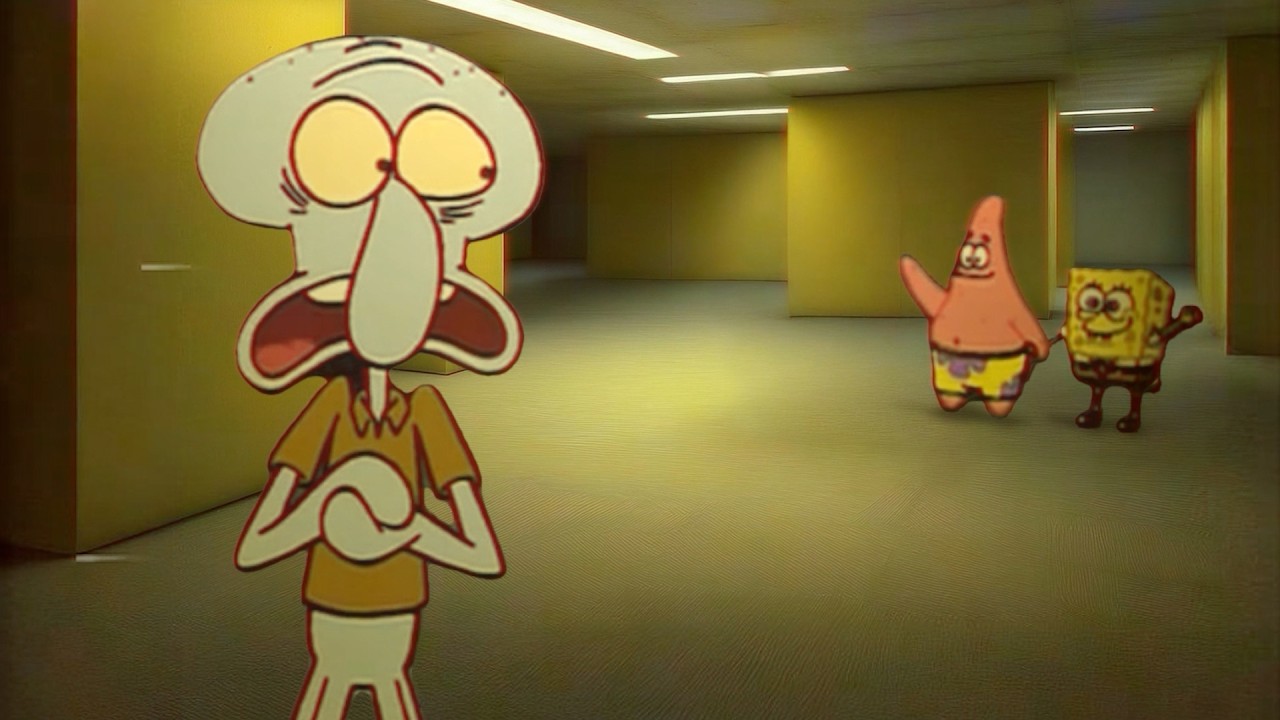 Squidward lost in the Backrooms
