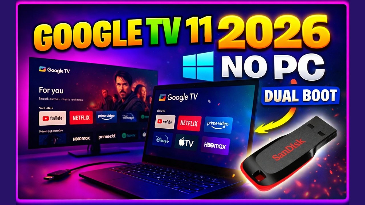 How to Install Google TV 11 2026 on PC and Notebook (USB drive + Dual Boot HD)