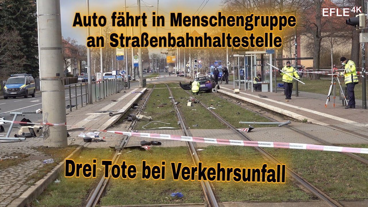 Drei Tote und Schwerverletzte/Auto fährt in Menschen an Haltestelle Leipzig-Probstheida [16.03.2021]