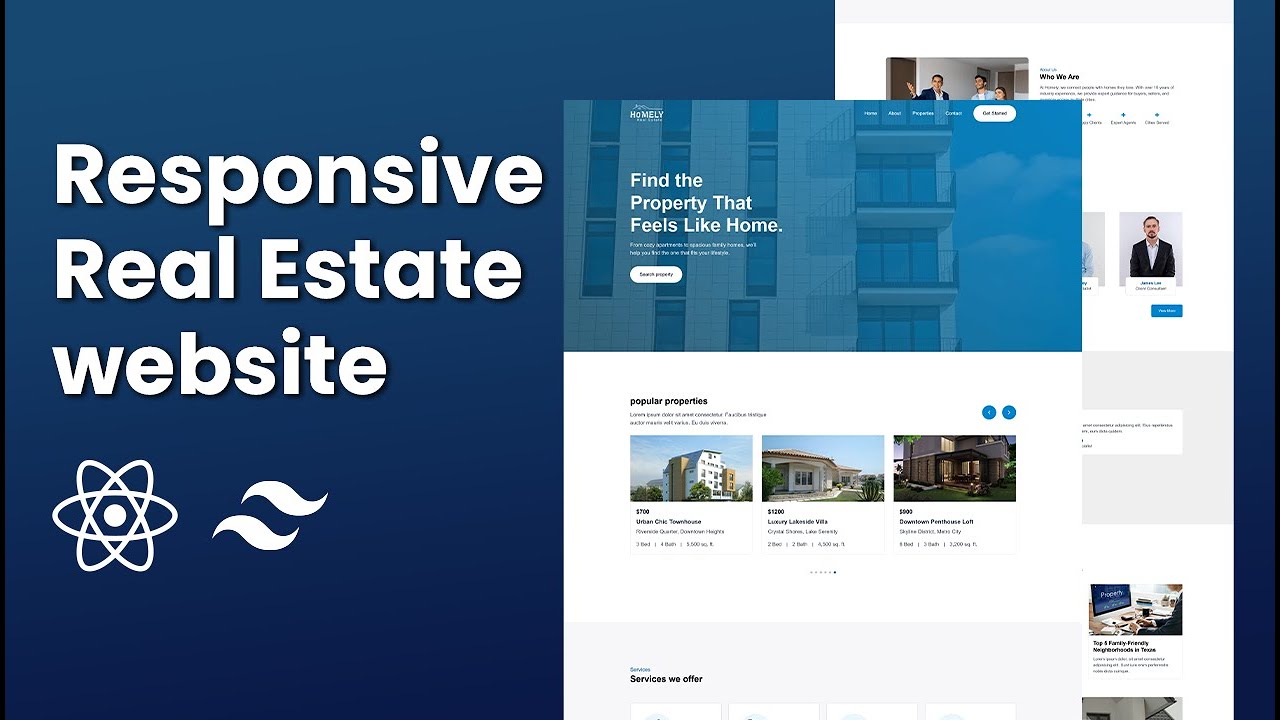 Real Estate website using React js and Tailwind css v 4.1