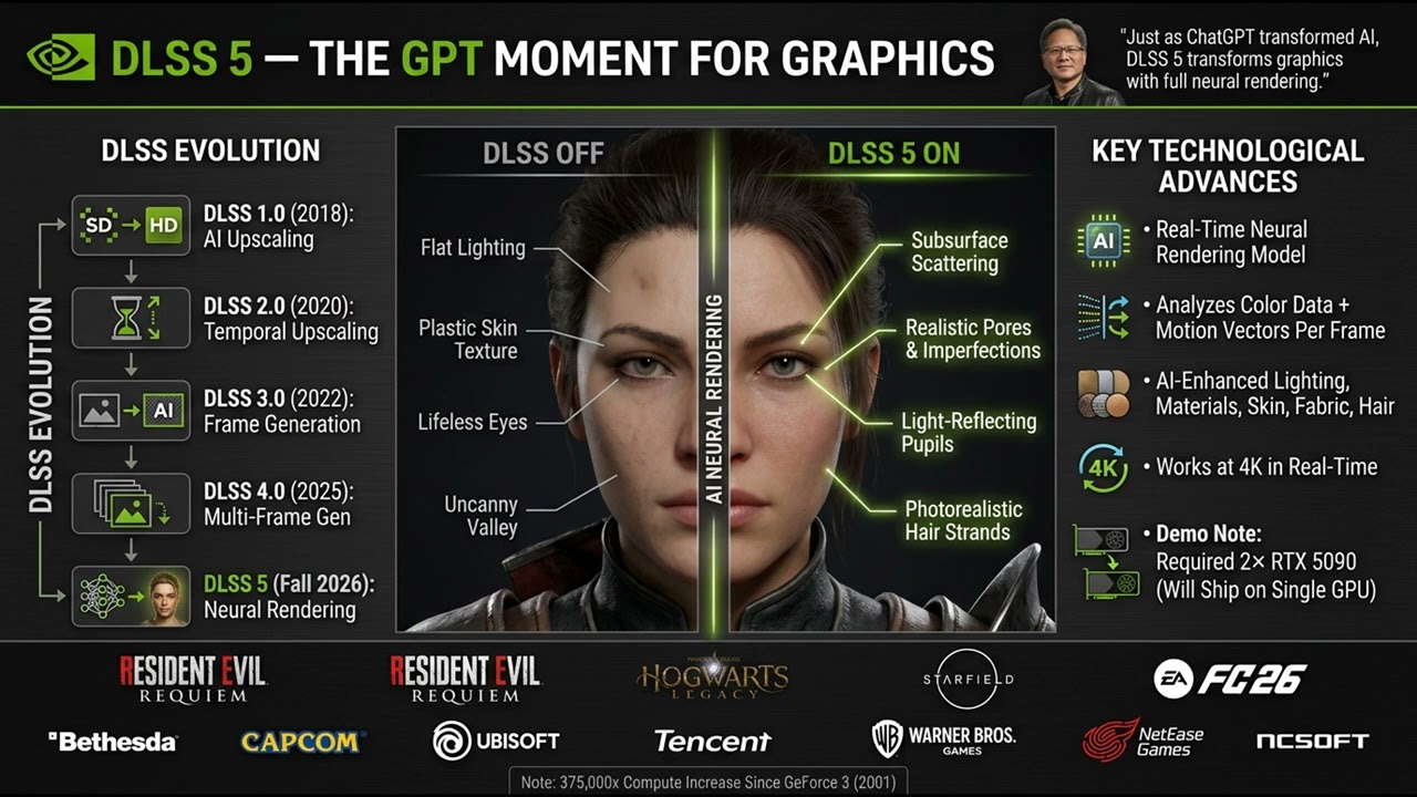 【NVIDIA GTC 2026 全面拆解】黃仁勳預言萬億美金訂單！Vera Rubin超級平台、DLSS 5、實體AI機械人震撼登場