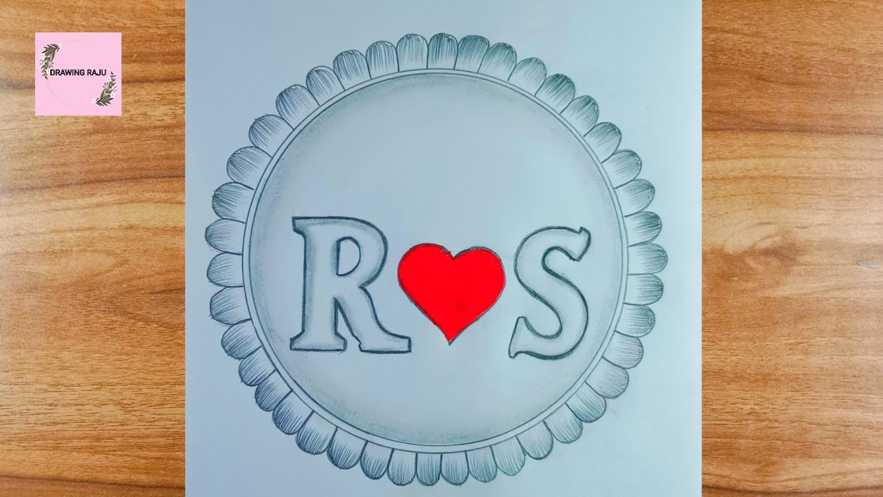How to make R and S letter circle drawing|| simple R and S letter design with pencil sketch video