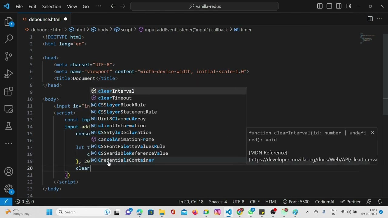 Javascript debounce detailed explanation in telugu