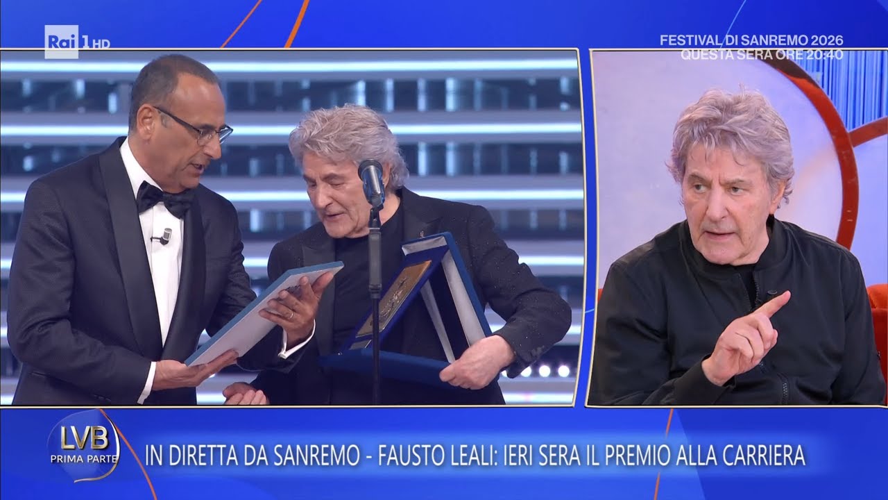 Sanremo 2026, in studio Fausto Leali dopo il premio alla carriera - La volta buona 26/02/2026