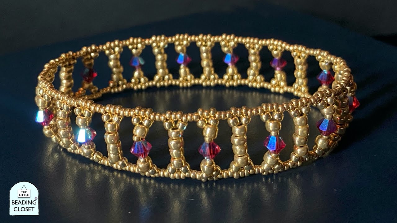 Beaded Bracelet Tutorial : OLYMPIAN OVALS  using seed beads and Swarovski bicones