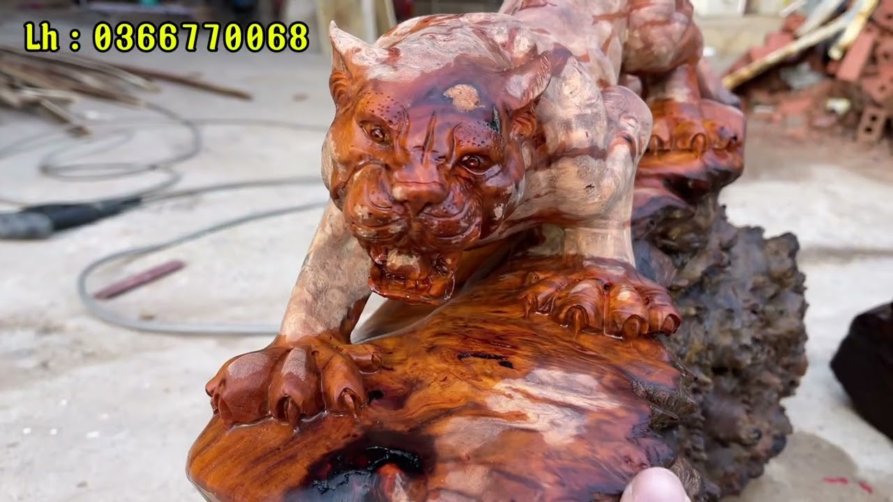 Mỹ nghệ nu nghiến / mới đục xong 4 con giống gỗ nu nghiến nguyên mộc 