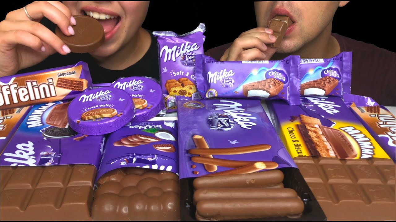 ASMR MILKA CHOCOLATE PARTY (CHOCO WAFER, CHOCO STICKS, OREO) 초콜릿 먹방  चॉकलेट EATING SOUND Tati ASMR