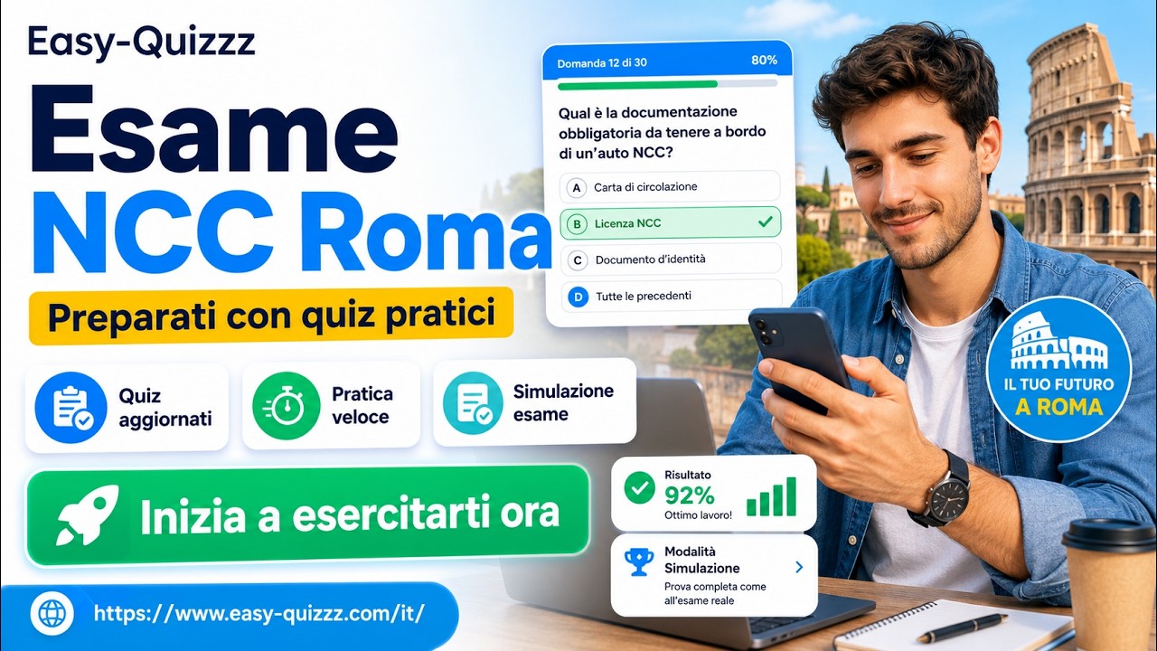 Esame NCC Roma 2026: Come Superarlo, Regole e Simulazione Quiz Ufficiale