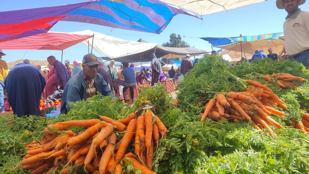 سوق ثلاتاء قرية با محمد هدا الصباح وأثمنة الخضر والفواكه والدجاج والسمك سادس رمضان المبارك