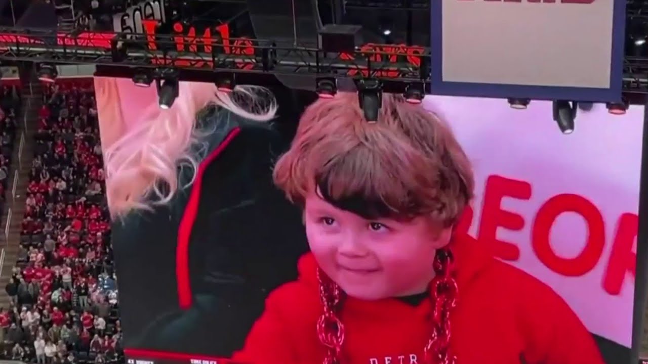 Family reacts to George’s jumbotron experience at first Red Wings game