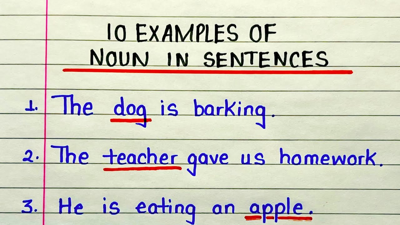 10 examples of noun in sentence | What is a noun | Noun in sentences | Examples of noun in sentences