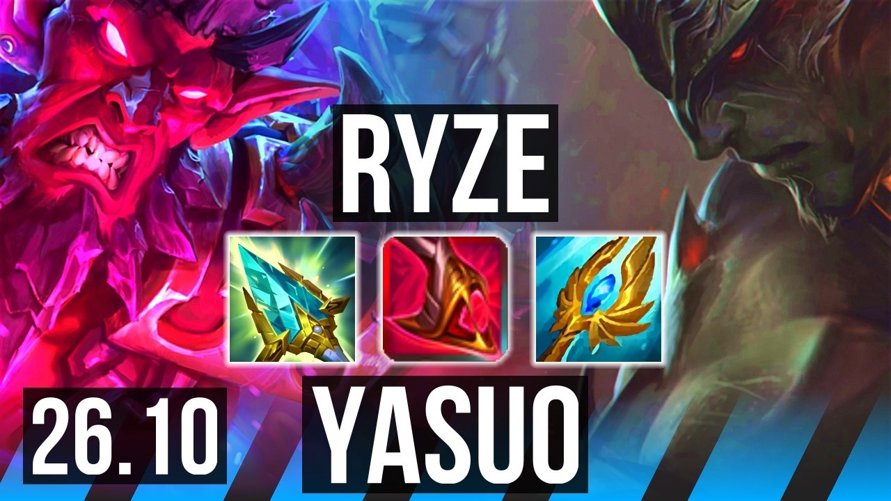 RYZE vs YASUO (MID) | 55K damage, Deathfire Touch | KR Master | 26.10