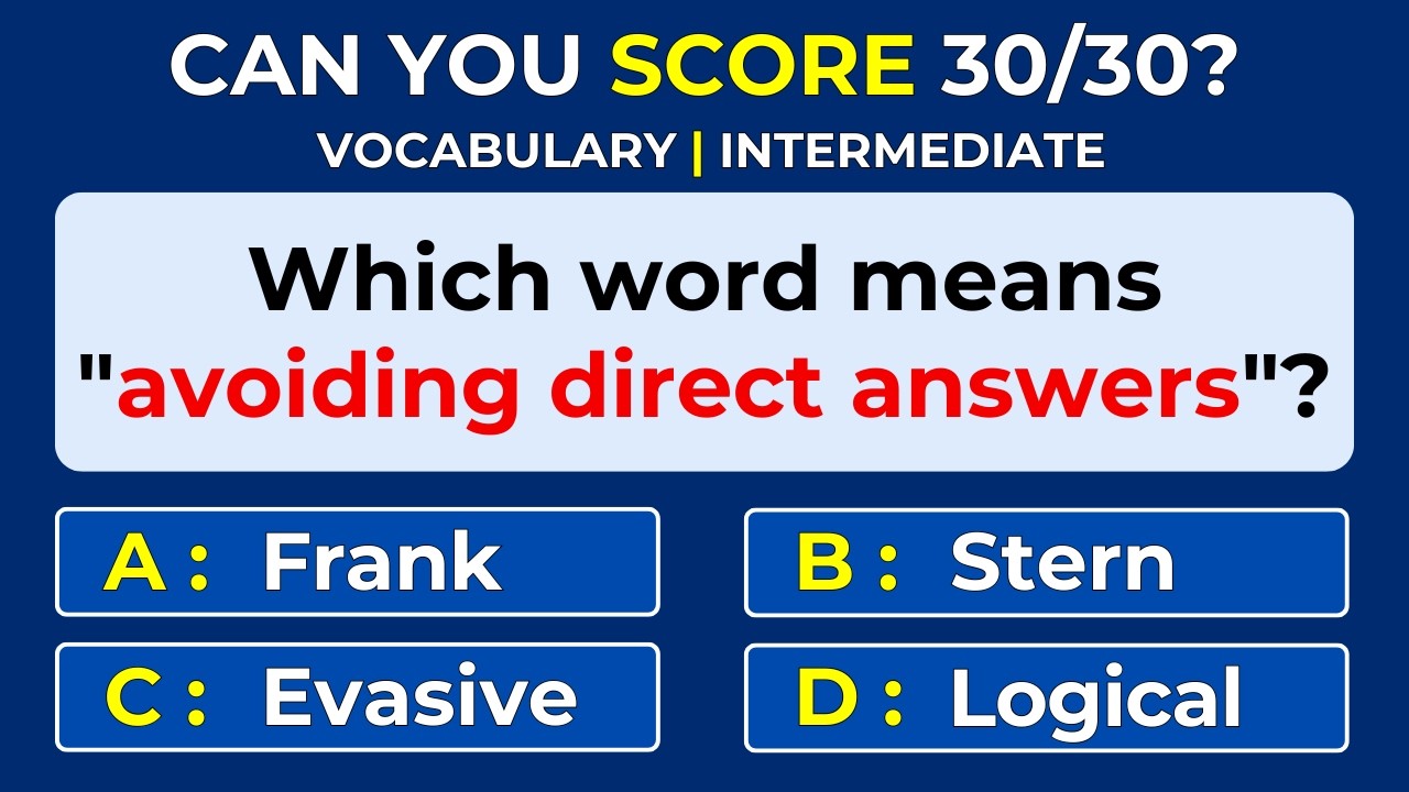 How Strong Is Your Vocabulary? Can You Score 30/30? Word Definitions | #Challenge 17